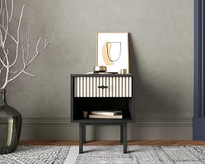 Тумбочка с верхним ящиком "Emerson" арт EM11/milky/L в интерьере