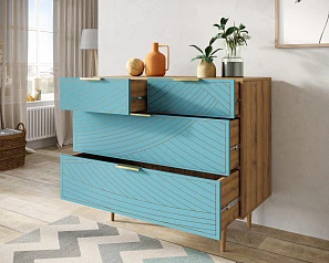 стильный Комод с четыремя ящиками "Line" LN14/GR1/blue