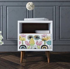 красивые Тумбочка "Berber" с одним ящиком 3 принт арт BB06/Print_03, разноцветная