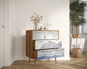 стильный Комод "Berber" три ящика арт BB40/Print_51 на заказ