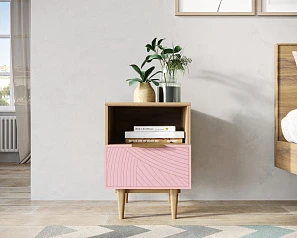 Тумбочка с нижним ящиком "Line" LN09/GR1/pink на заказ