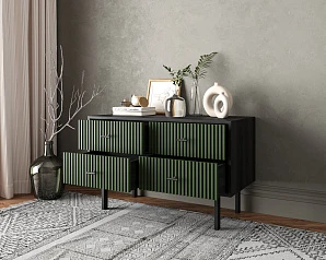 Комод с четырьмя ящиками "Emerson" арт EM05/green/L в интерьере