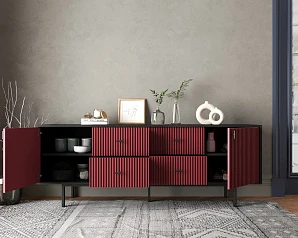 красивый Комод две дверки и четыре ящика "Emerson" арт EM19/red/L на заказ