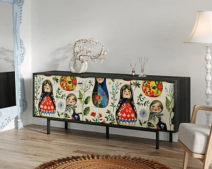 купить Комод с тремя дверками и тремя ящиками "Emerson" Матрешки арт EM07/Art04