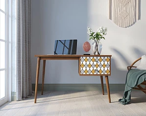 заказать Стол рабочий "Berber" принт 22 с одной тумбой арт BB20/Print_22 в интернет-магазине