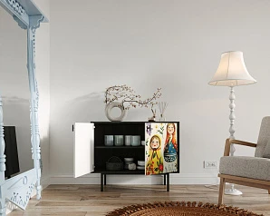 Комод с двумя дверками "Emerson" Матрешки арт EM02/Art04