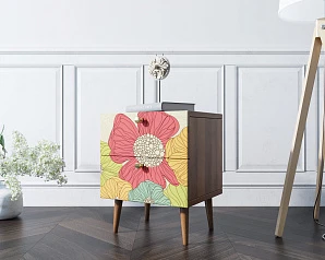 Тумбочка "Berber" с двумя ящиками 5 принт арт BB03/Print_05, разноцветная