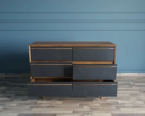 Комод "Bruni Black" с шестью ящиками арт BR05Black в интернет-магазине