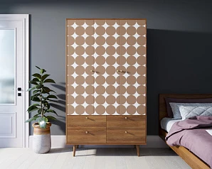 Шкаф трехстворчатый "Berber" принт 17 арт BB02/Print_17 в интерьере