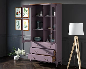 фото Шкаф "Leontina Lavanda" для посуды высокий 3 ящика арт ST9355/3L в интерьере