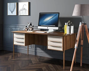 купить красивый Рабочий письменный стол "Bruni white" с ящиками арт BR47WH в интернет-магазине