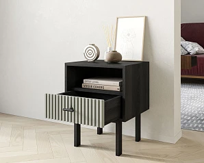 фото Тумбочка с нижним ящиком "Emerson" арт EM17/gray/L в интерьере