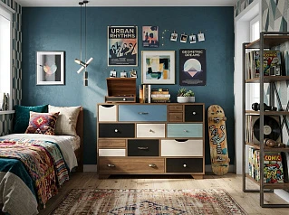 Комод «Акварель (Aquarelle)» 14 ящиков арт RE-13ETG/4