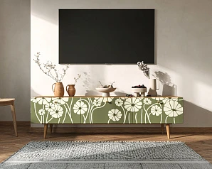 фото Комод "Berber" с ящиками низкий под TV арт BB19/Print_53 в интерьере
