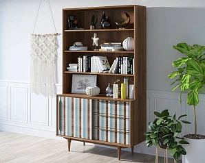Стеллаж "Bruni print 1" с дверками арт BR-01/print_1 на заказ