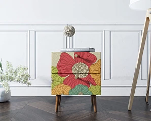 Тумбочка "Berber" с двумя ящиками 5 принт арт BB03/Print_05, разноцветная