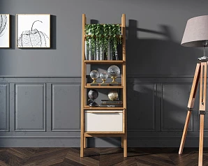 фото Узкий стеллаж "Bruni white" с открытыми полками арт BR29WH