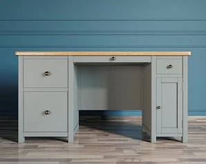 купить Большой рабочий стол "Jules Verne" с узкой тумбой серый арт JV14ETGG