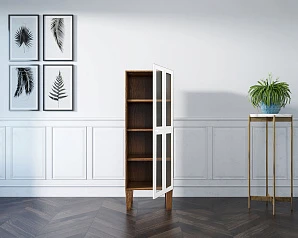 Шкаф-витрина "Andersen" с рифлеными стеклами арт AN14WH