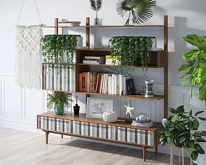 Стеллаж "Bruni print 1" с ящиками арт BR-20/print_1 в интерьере