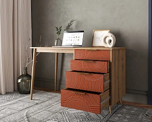 красивый Стол рабочий "Line" одной тумбой R23/red