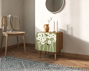 Тумбочка "Berber" с двумя ящиками 53 принт арт BB03/Print_53, разноцветная в интерьере