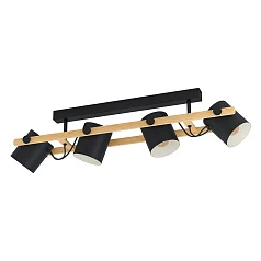 43558 Светильник потолочный HORNWOOD, 4Х28W, E27, L1000, B190, H275, сталь/дерево, черный/коричневый на заказ в интернет-магазине