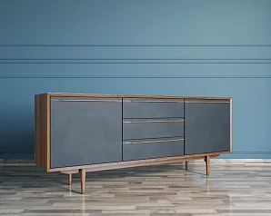 купить красивый Комод "Brun Black" с тремя ящиками и дверками арт BR-03/Black в интернет-магазине