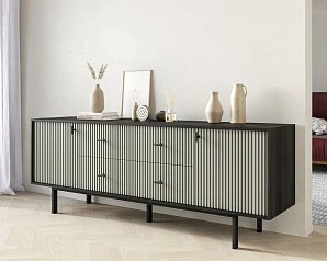 стильный Комод две дверки и четыре ящика "Emerson" арт EM19/gray/L на заказ