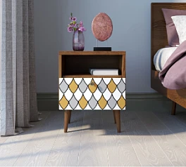 фото Тумбочка "Berber" с одним ящиком 22 принт арт BB06/Print_22, разноцветная в интерьере