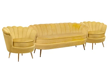 Комплект кресел и дивана ракушка Pearl Triple Yellow