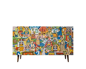 Комод "Berber" три дверки 1 принт арт BB01/Print_01 в интерьере