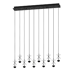 390278 Люстра диммируемая PIANOPOLI 2, 10X2,3W (LED), 3000K, 2800lm, L870, B120, H1500, сталь, черный/переливающееся стекло, прозрачный на заказ в интернет-магазине
