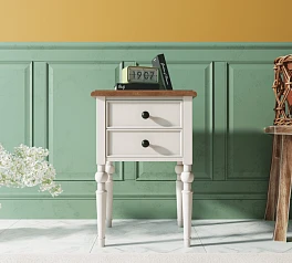 фото Тумбочка "Odri" с двумя ящиками арт od2102S Белый в интерьере