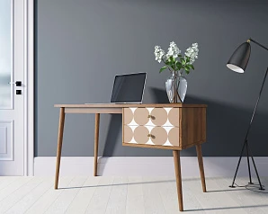 Стол рабочий "Berber" принт 17 с одной тумбой арт BB20/Print_17 в интернет-магазине