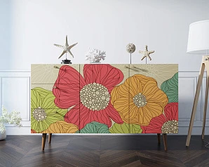 Комод "Berber" с двумя дверками и ящиками принт 5 арт BB17/Print_05 в интерьере