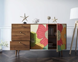 Комод "Berber" с двумя дверками и ящиками 5 принт арт BB05/Print_05 на заказ