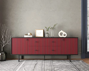 красивый Комод две дверки и четыре ящика "Emerson" арт EM19/red/L на заказ