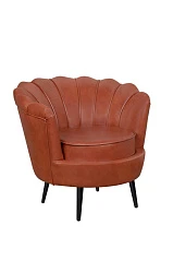 Низкое кресло ракушка Pearl Brown на черных ножках