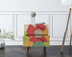 Тумбочка "Berber" с двумя ящиками 5 принт арт BB03/Print_05, разноцветная