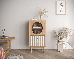 Высокая тумба "Bubble" с двумя ящиками арт BBL11, цвет - орех