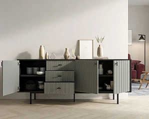 Комод с тремя дверками и тремя ящиками "Emerson" арт EM07/gray/L