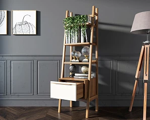 фото Узкий стеллаж "Bruni white" с открытыми полками арт BR29WH