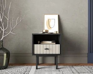 фото Тумбочка с нижним ящиком "Emerson" арт EM17/milky/L