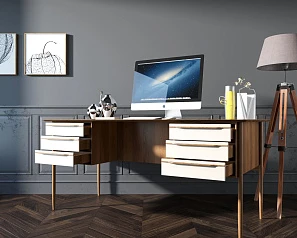 купить красивый Рабочий письменный стол "Bruni white" с ящиками арт BR47WH в интернет-магазине