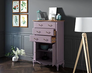 фото Комод Leontina Lavanda три ящика две дверки арт ST9354L