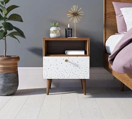 Тумбочка "Berber" с одним ящиком 15 принт арт BB06/Print_15, разноцветная