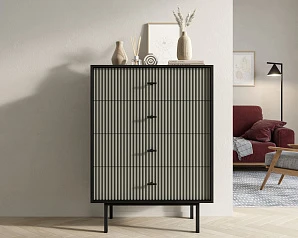 купить Комод вертикальный с четырьмя ящиками "Emerson" арт EM18/gray/L