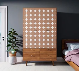 Шкаф трехстворчатый "Berber" принт 17 арт BB02/Print_17 в интерьере