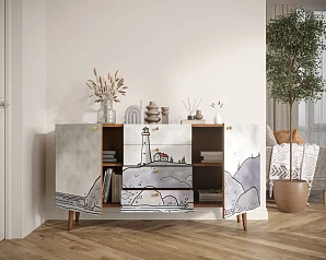 красивый Комод "Berber" с ящиками арт BB14/Print_51 в интернет-магазине